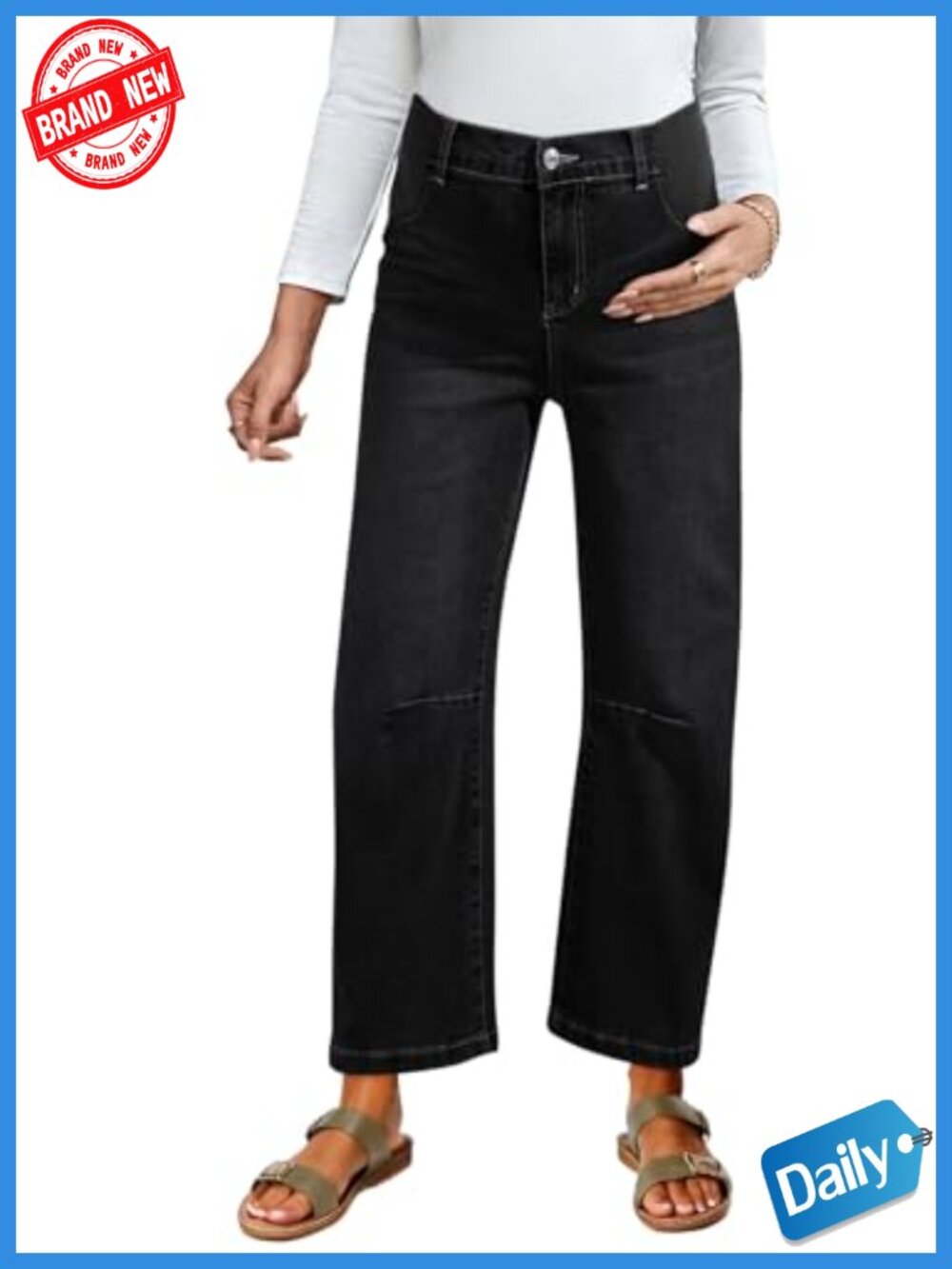 Maternity Jeans High Waist Barrel Wide Leg Stretch Denim Pants